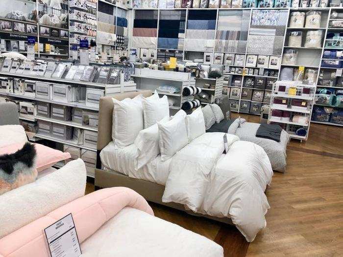 The bedding section was a welcome reprieve from the mess that seemed to lurk from every corner of the store. The beds on display here were surprisingly neatly made.