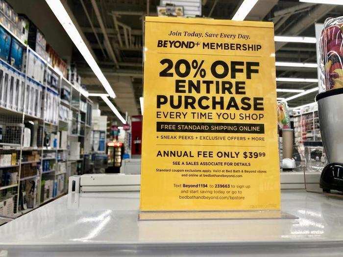 There were signs throughout the store advertising membership. For an annual fee, members get 20% off their entire purchase and free standard shipping online.