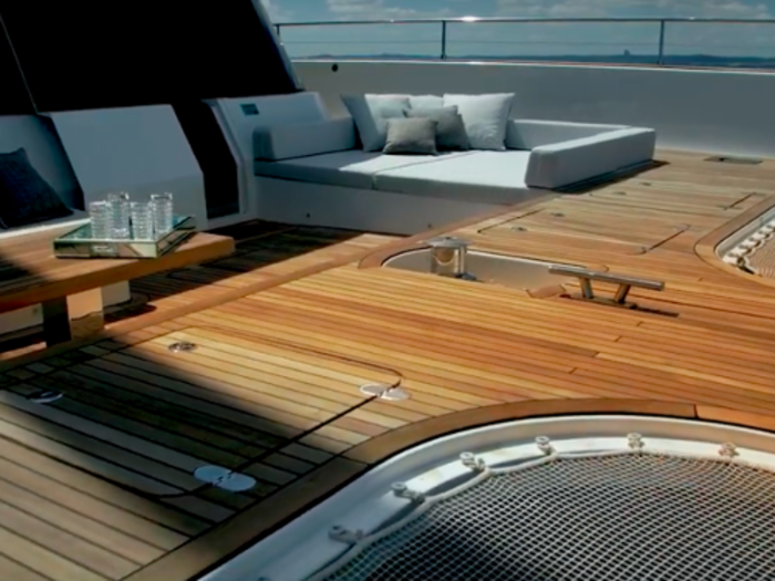 The flybridge has enough breadth to house a spa pool …