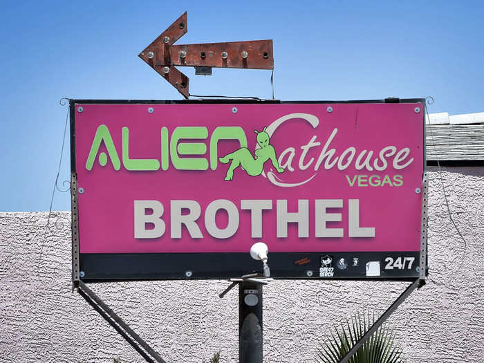 The Area 51 Alien Center is a full-service tourist attraction, providing everything from a gift shop to a restaurant to a 24-hour brothel — the Alien Cathouse.