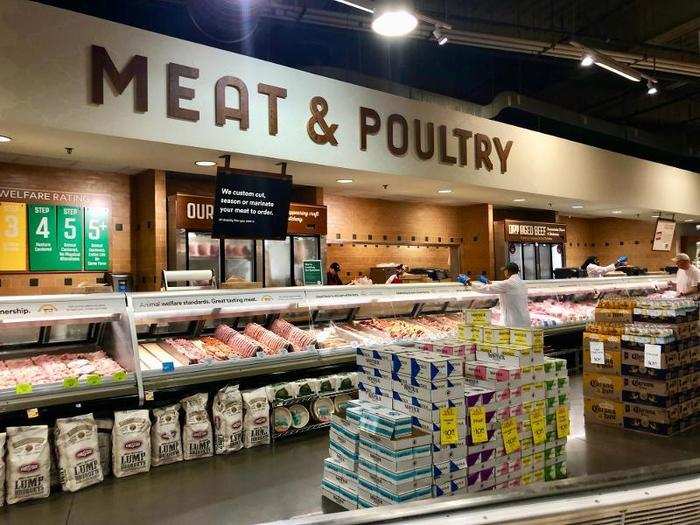 ... to a hefty meat and poultry section.