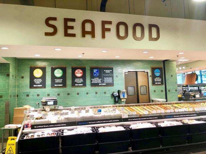 There were many subsections within the store for customers to get different food items, from seafood ...