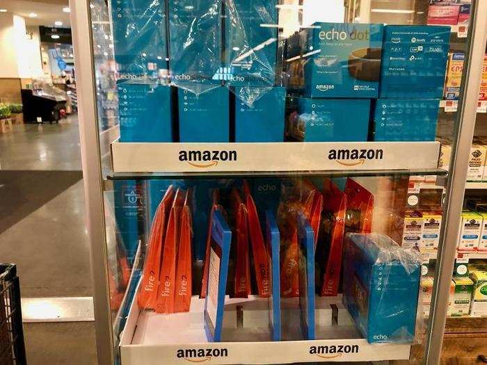 Further into the store, we even found a cart full of Amazon electronic products.