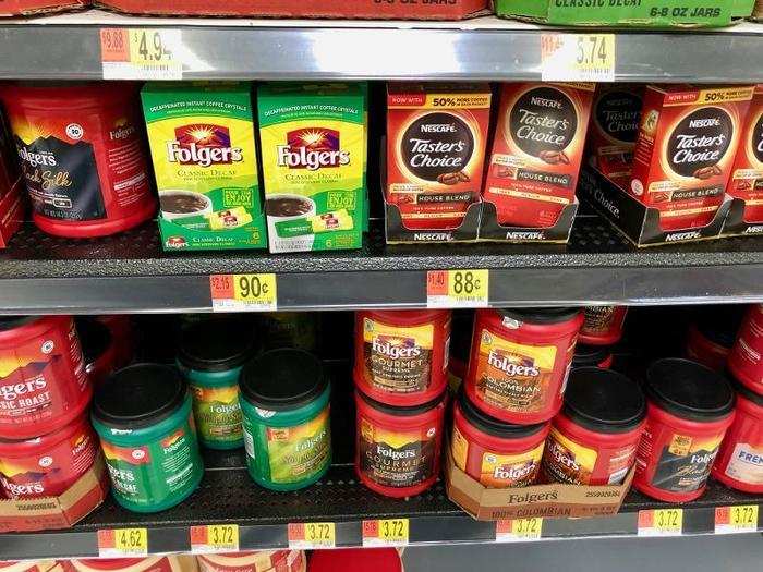 We met a woman in the coffee aisle who told us that she always gets her coffee at Walmart. "It