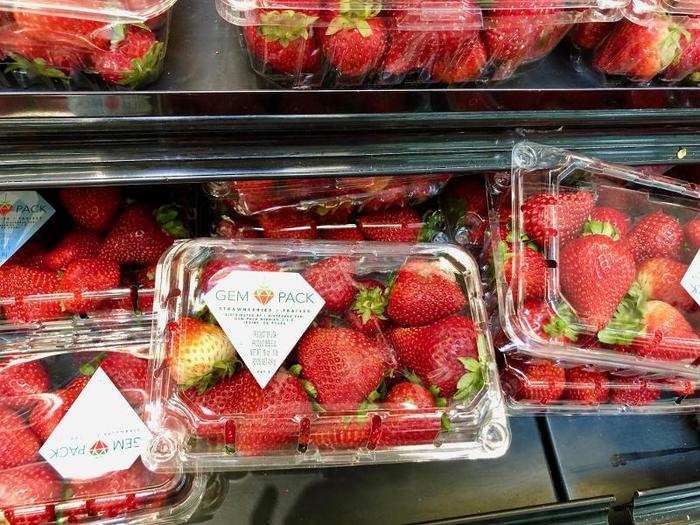 These delicious-looking packs of strawberries were marked at $1.68 each.