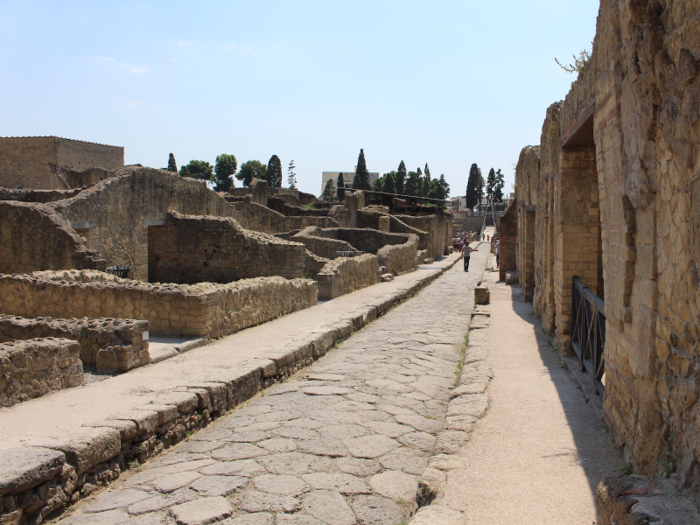 In contrast to the streets of Pompeii that bustled with tourists, Herculaneum