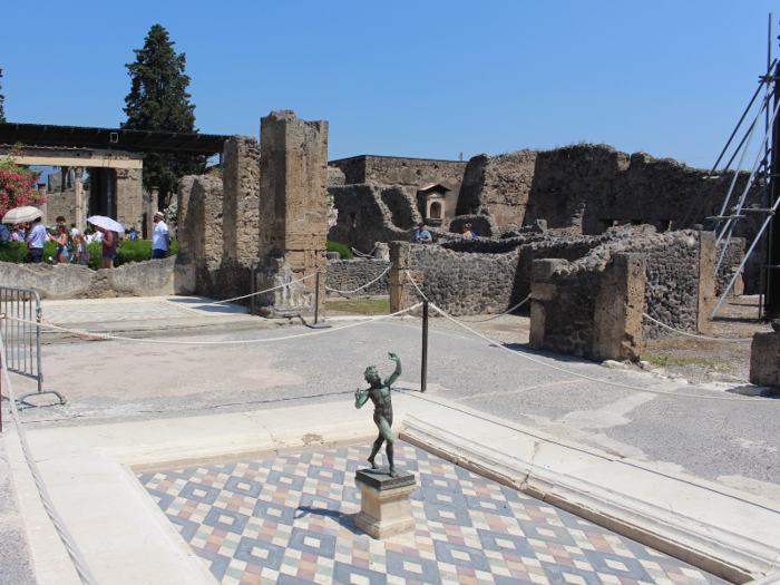 Pompeii was a wealthy city in its heyday with plenty of large, stately houses. The largest is the House of the Faun, named after the statue in the front courtyard.