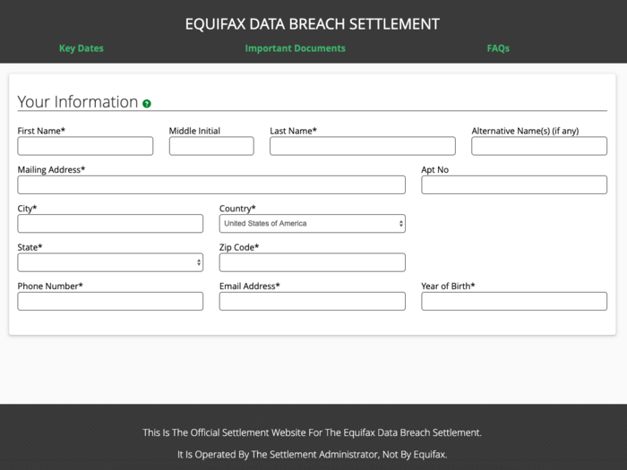 3. If your data was breached, filling out a claim is pretty simple.