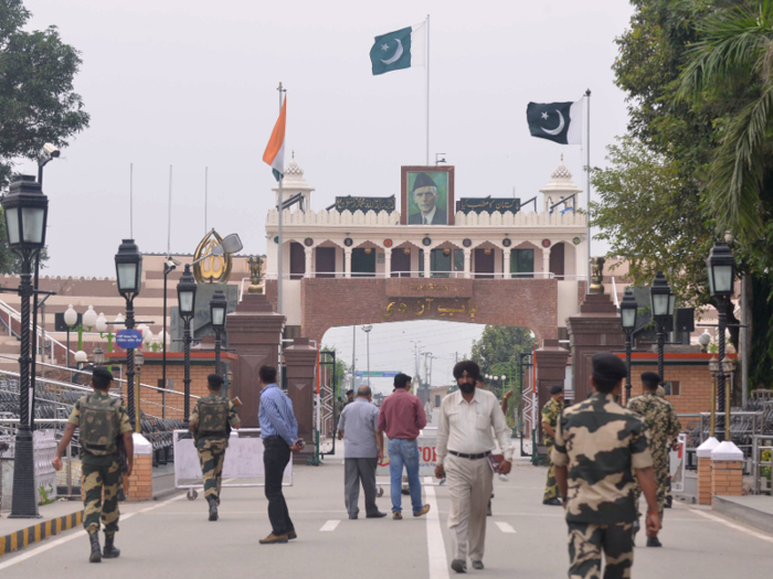 The gate into Pakistan at the Wagah-Attari border crossing bears the image of Mohammed Ali Jinnah, the first leader of independent Pakistan. Jinnah led the fight for a separate nation for Indian Muslims and led Pakistan from its creation until his death from tuberculosis in September 1948.