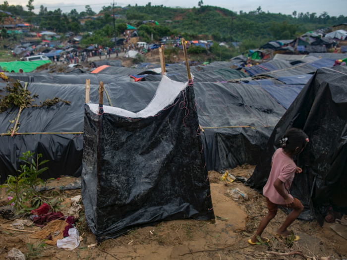 Makeshift toilets have been erected, although they are clearly not built to last forever. The infrastructure of the 5-square-mile camp is stretched due to the number of refugees.