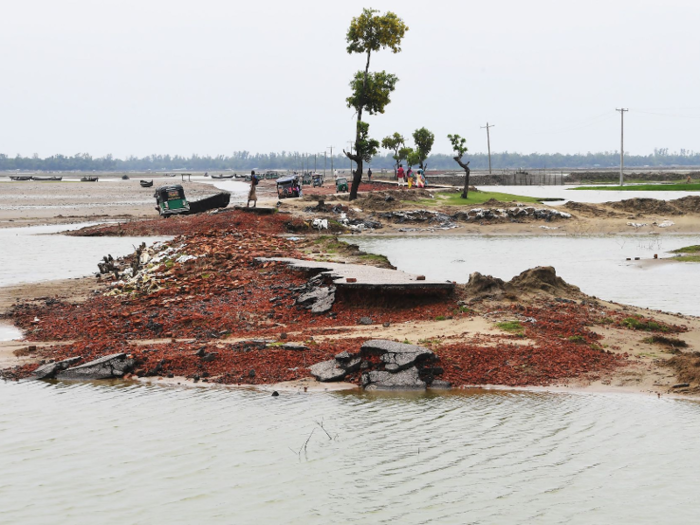 Roads that fleeing refugees have used near the river, like this one seen in 2018, are disintegrating after so much heavy use.