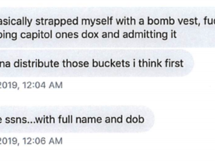 The complaint alleges Thompson direct-messaged another Twitter user about the stolen information, saying she has "basically strapped [herself] with a bomb vest."