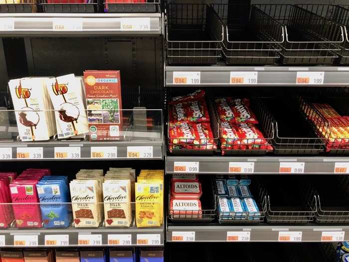 Though not as fully stocked as 7-Eleven, Amazon Go had a nice selection of snack food.