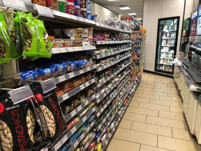 We took a quick peek in the aisles in the back of the store and saw that the shelves were fully stocked and filled with convenience store snack essentials.