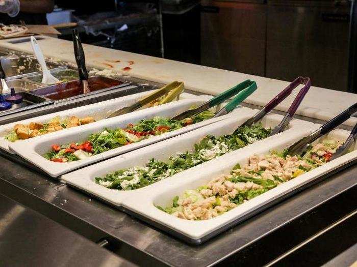 At Blaze, you can choose from four ready-made salad choices.