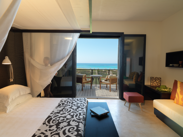 As for rooms, the most affordable accommodation, a deluxe room, rents for around €300 ($334) a night. It includes a king-size bed and views of the resort