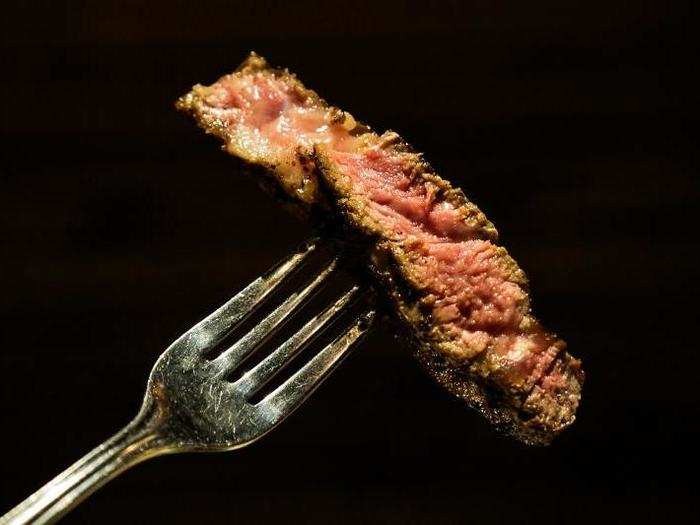 Over-salted in places, the steak was gristly. Where it wasn