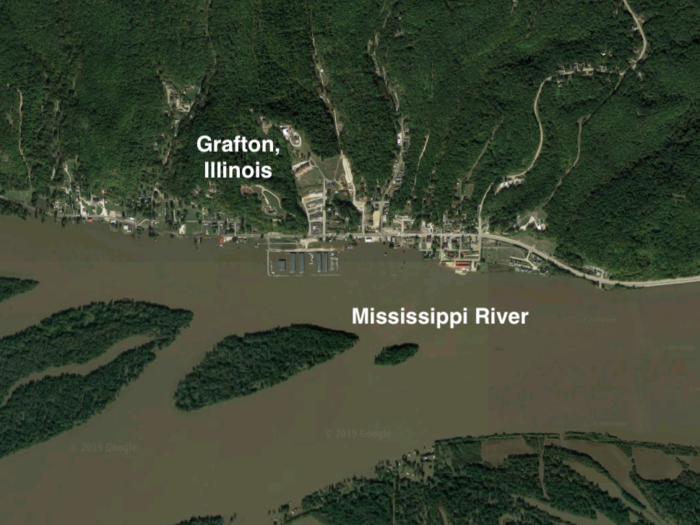 Towns situated right beside the Mississippi River, like Grafton, Illinois, are especially prone to flooding.