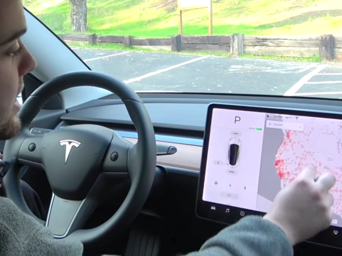 The map on the in-car display can show you the immediate area, or the entire country — and you can see every single Supercharger station quickly and easily. (There are a lot of them!)