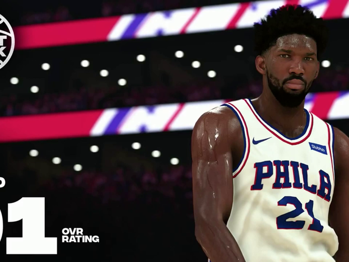 10. Joel Embiid, Philadelphia 76ers, 91 Overall