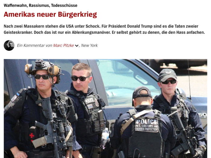 Der Spiegel (Germany): "Weapon mania, racism, gun shots: America