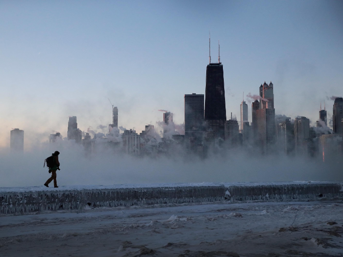 When warm air trapped in the atmosphere from greenhouse gases intrudes on the polar vortex, the disturbance in the vortex may cause the winds to be slower and wavier.