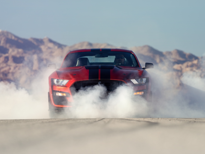 Ford says the GT500 is capable of "mid-three-second 0-60 mph" runs and "sub-11-second quarter-mile scores." Yes, that