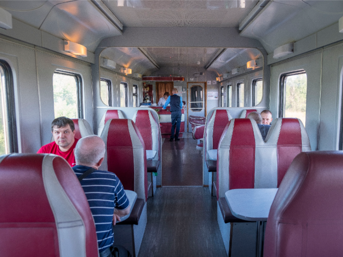 The dining car was nothing fancy.