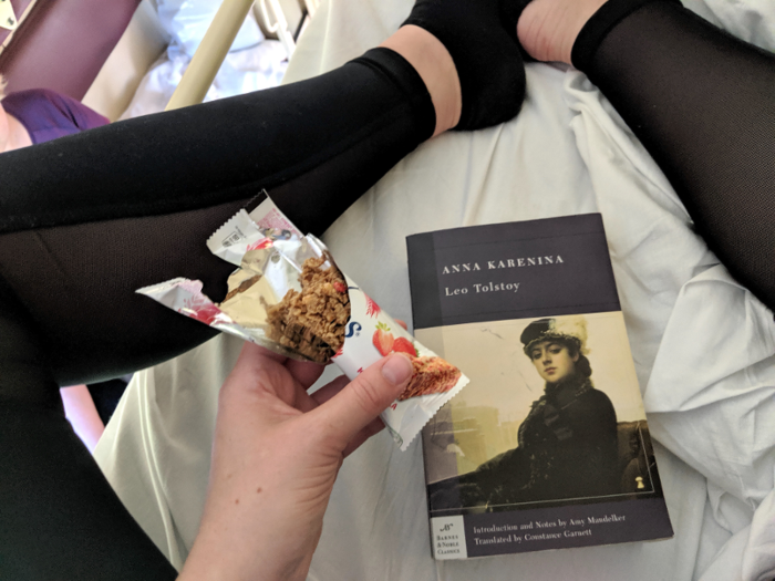 When I woke up the next morning, I had three new traveling companions in my compartment, all Russian: two middle-aged sisters traveling together and a middle-aged man traveling by himself. I said hello and then ate a granola bar for breakfast while reading (what else?) Anna Karenina.