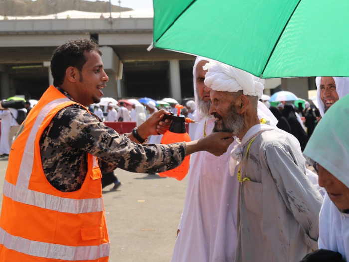 Water is even sprayed into the mouths of those in need.