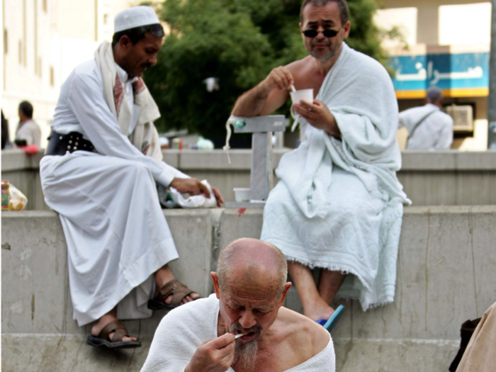 To keep cool, pilgrims may also eat ice cream.