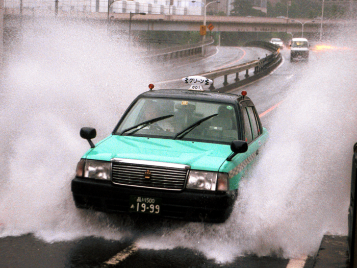 In Japan, driving through a puddle that splashes a pedestrian is a fineable offense.