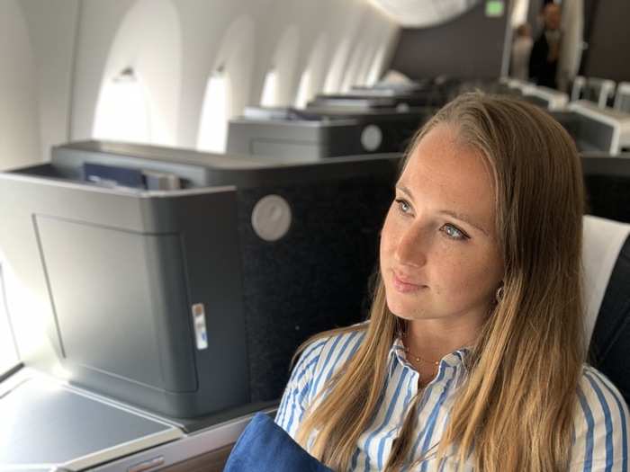 Everyone on board was offered the centenary cushion to keep, which was a nice touch to mark the inaugural A350 flight. I took every opportunity for a photo op.