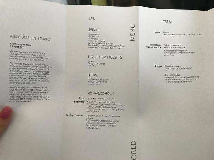 Next, I perused the menu — we were going to be served everything at once rather than as separate courses due to time constraints, so were asked what we wanted from the two main course options in advance.