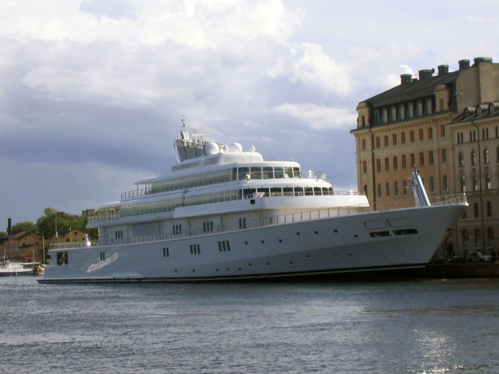 The yacht can accommodate 18 guests and a staff of 55 people. It even has a basketball court.