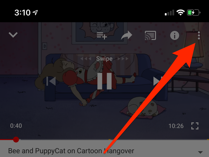 Turn on captions and change speed settings on mobile