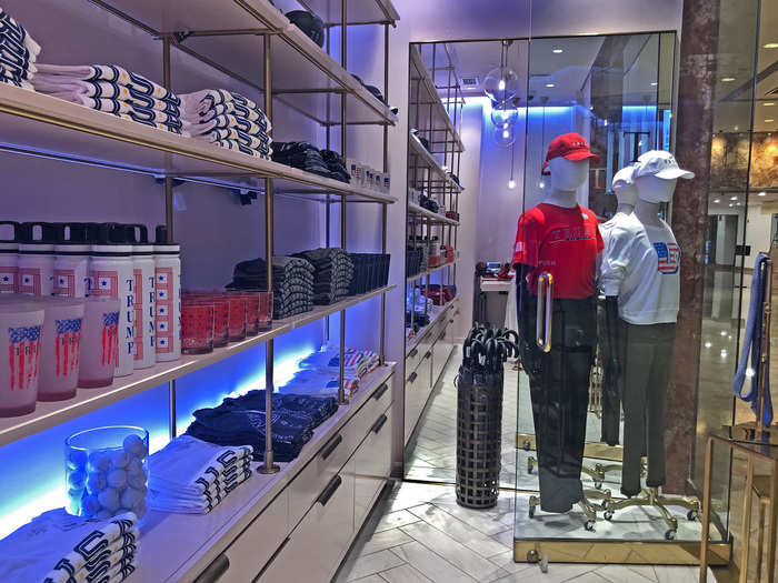 The ground floor shop was more like a preview for the big one downstairs. There were these blue-ish underlights — during the Ivanka Trump era they were purple — that made the displays glow ...