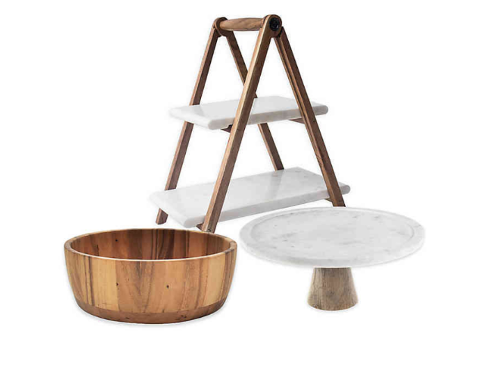 Buy: Artisanal Kitchen Supply Marble and Wood Serveware Collection