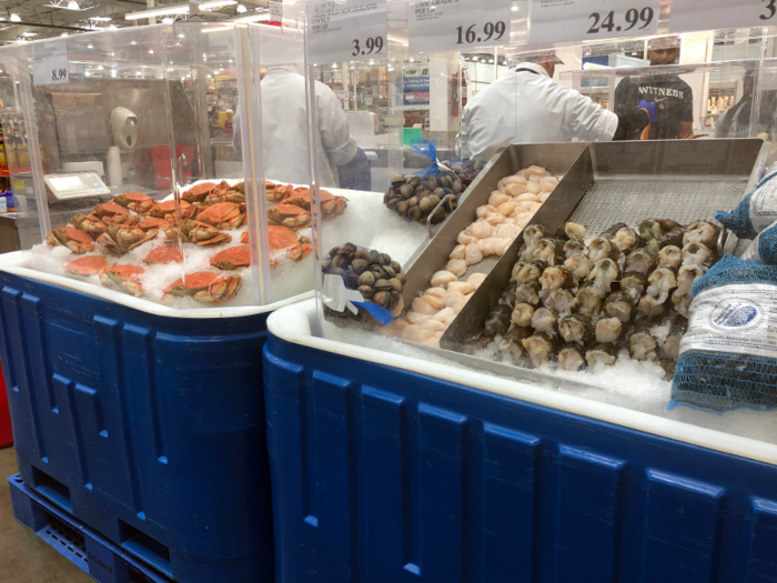 I never expected to find fresh seafood on ice at Costco. And yet, here it is — right around the corner from more fresh fish and an entire deli department.