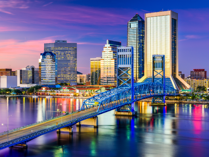 Jacksonville, Florida: The median rent for a one-bedroom apartment in the Jacksonville metro area is $1,025.