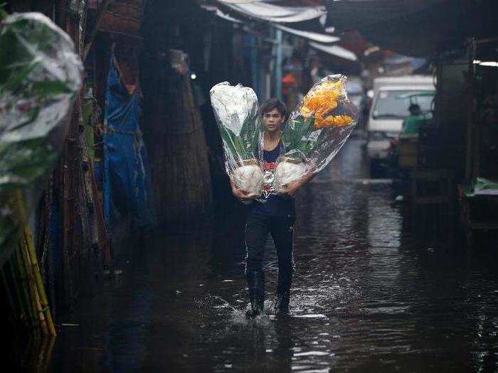 Before making its way to China, the storm passed through the Philippines, where it caused flooding in more than 400 areas.