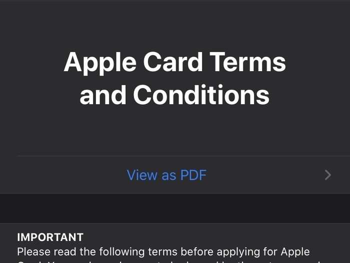 Agree to the Apple Card Terms and Conditions.