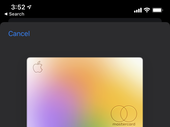 After selecting Apple Card, tap "Continue."
