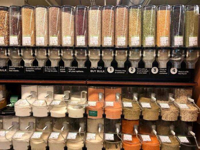 We also found a section for customers to fill their own bags with different beans, spices, and dried fruit.