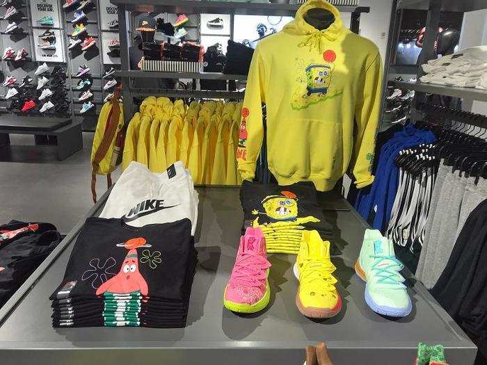 The store includes a variety of fun collaborative collections, like the Nike Kyrie x SpongeBob Squarepants collection.