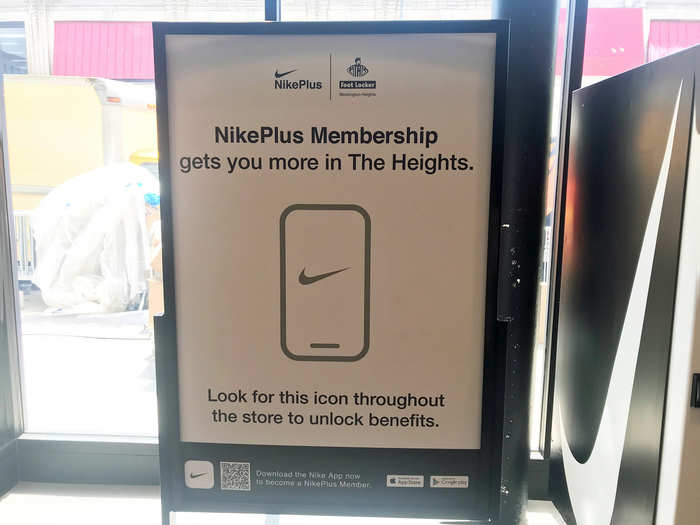 One of the first things we saw when we walked into the store was a sign encouraging shoppers to download the Nike app and become NikePlus members in order to fully tap into all of the store