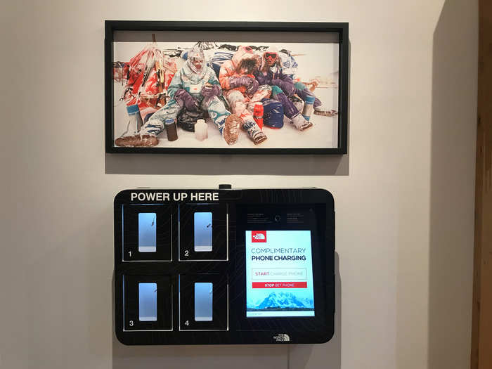 To appeal to its phone-obsessed shoppers, The North Face built in a power charging station.