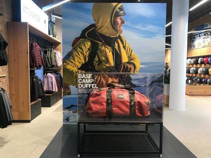 The store features several displays honoring the beloved items of The North Face