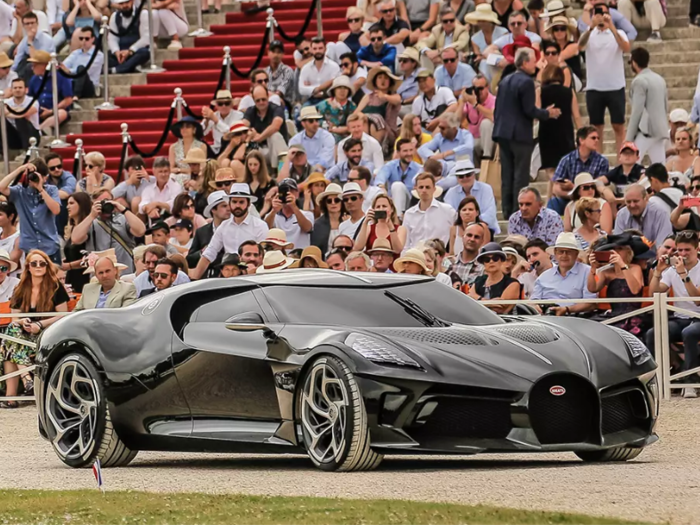 The deep-black glossy car has an all-carbon-fiber body, making it extremely light. From a stand-still, it can hit 60 mph in 2.5 seconds with a top speed of 261 mph.