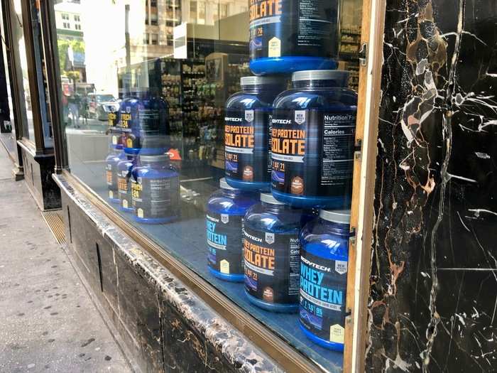 There was also a protein powder pyramid here, which made us wonder if such a display is a staple in every health and nutrition store.